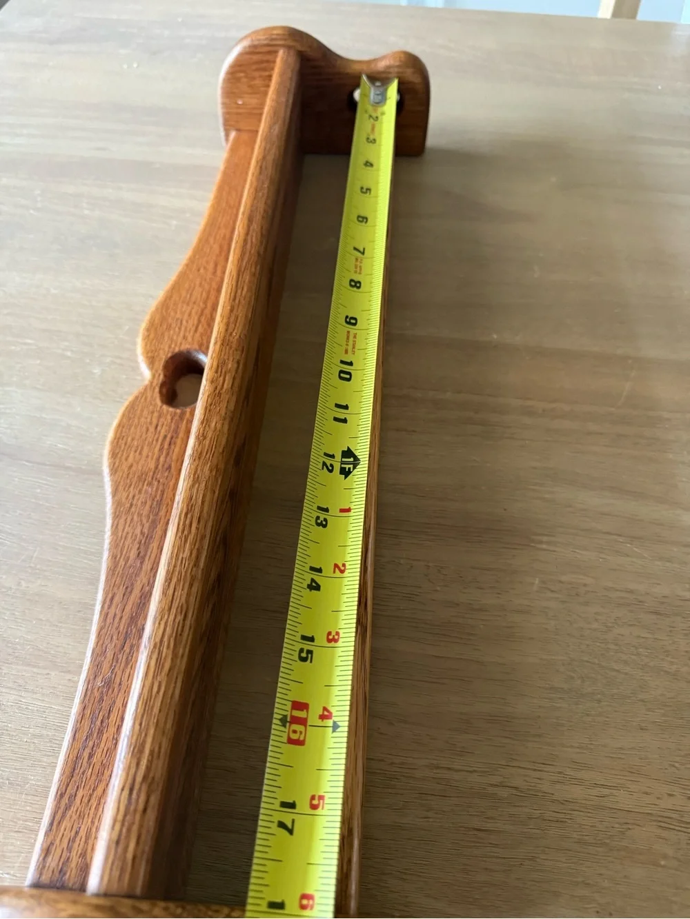 Vintage handmade wooden heart shelf with dowel for towels, small blankets etc